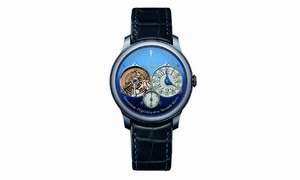 日内瓦独立制表大师F.P.Journe创作的Tourbillon Souverain Bleu腕表以550,000瑞士法郎拍出